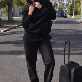 Ladies Quarter Hoodie Track Suits - Black Only